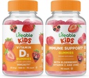 Životaschopné vitamín D Deti + Imunitná podpora Deti, Gummies Bundle - veľké ochutnávky, vitamínové doplnky, bez lepku, bez GMO, Žuvacie Gummy