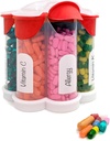 Extra veľké pilulky Organizátor denne, Týždenný, Mesačný doplnok fľašu, roztomilé Blossom pilulky Dispenser s 7 XL kompartmenty, ľahko otvorené pilulky pre vitamíny, lieky, Etikety zahrnuté (červená)