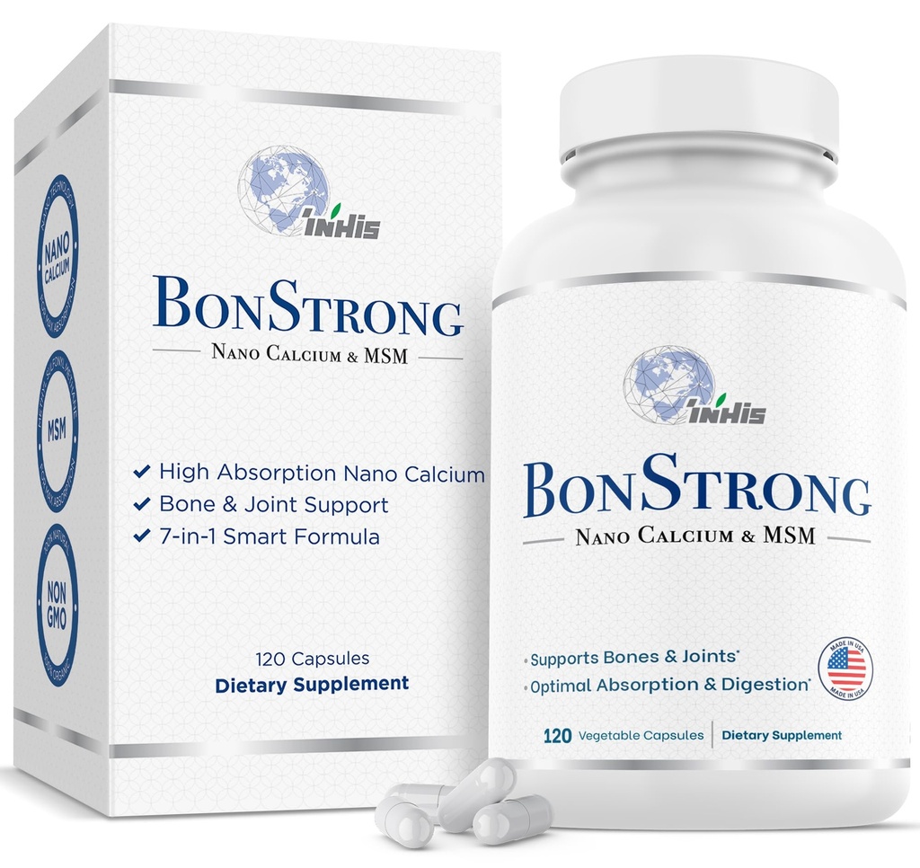 Nano Calcium Supplement 7-in-1 Bone Support with MSM, Vitamin D3, K1, Magnézium, Zinok