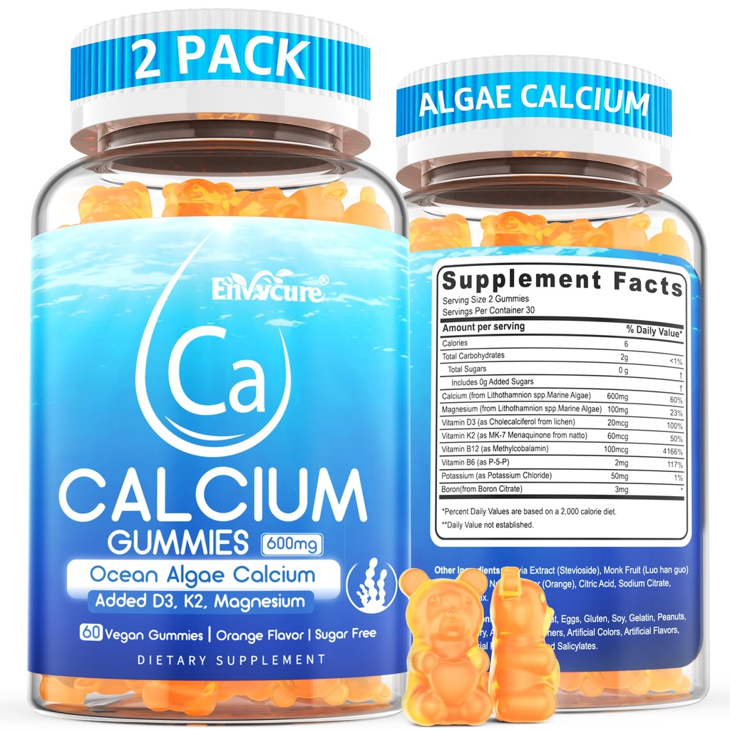 Vápnik Gummies 600mg - Vápnik doplnok pre ženy, Ocean Algae Vápnik 