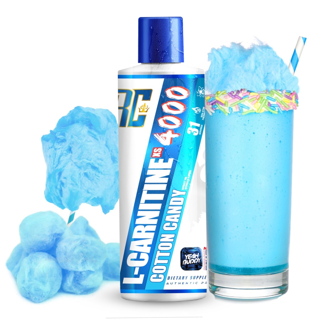 Ronnie Coleman Signature Series L Carnitine XS 4000 Liquid, Stimulant Free, Sugar Free, Zero Carbs, Lean Muscle Strength Podpora pre mužov a ženy, 16 Oz (16 oz, Cotton Candy (4000))