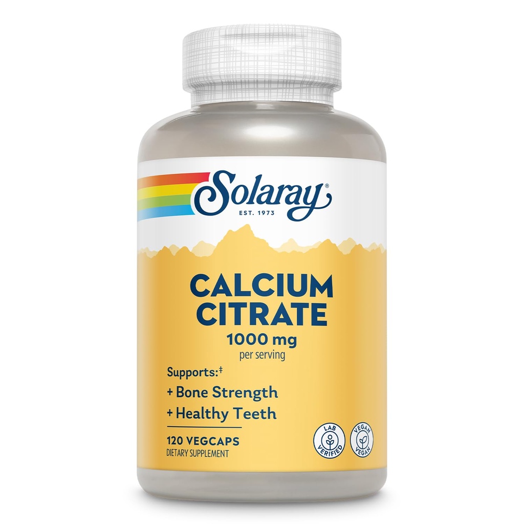 Solaray kalcium Citrát 1000mg - Súvisiace kalcium doplnok - Podporuje silu kostí a zdravé zuby - Ľahko sa Digest - 60-dňová záruka, Vegan - 30 Servings, 120 VegCaps