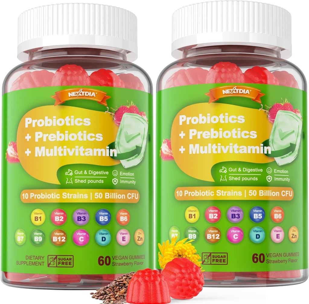 Vegánské probiotiká Gummy pre ženy a mužov - Fiber Prebiotiká Doplnky 