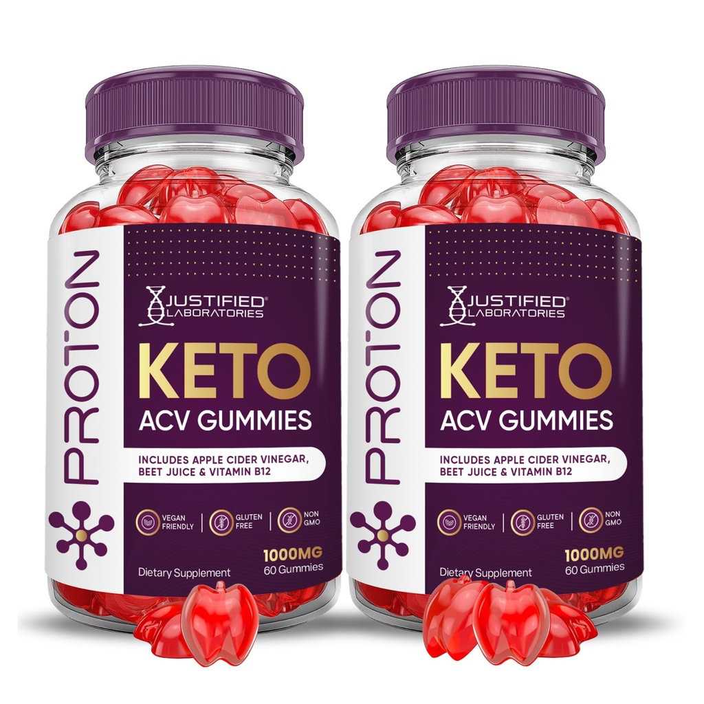 Spravodlivé laboratóriá (2 balenia Proton Protein Keto ACV Gummies Advanced Formula 1000MG Proton Boost Formulované s Pomegranate Repeat Juice prášok B12 Vegan Non GMO 120 Gummy