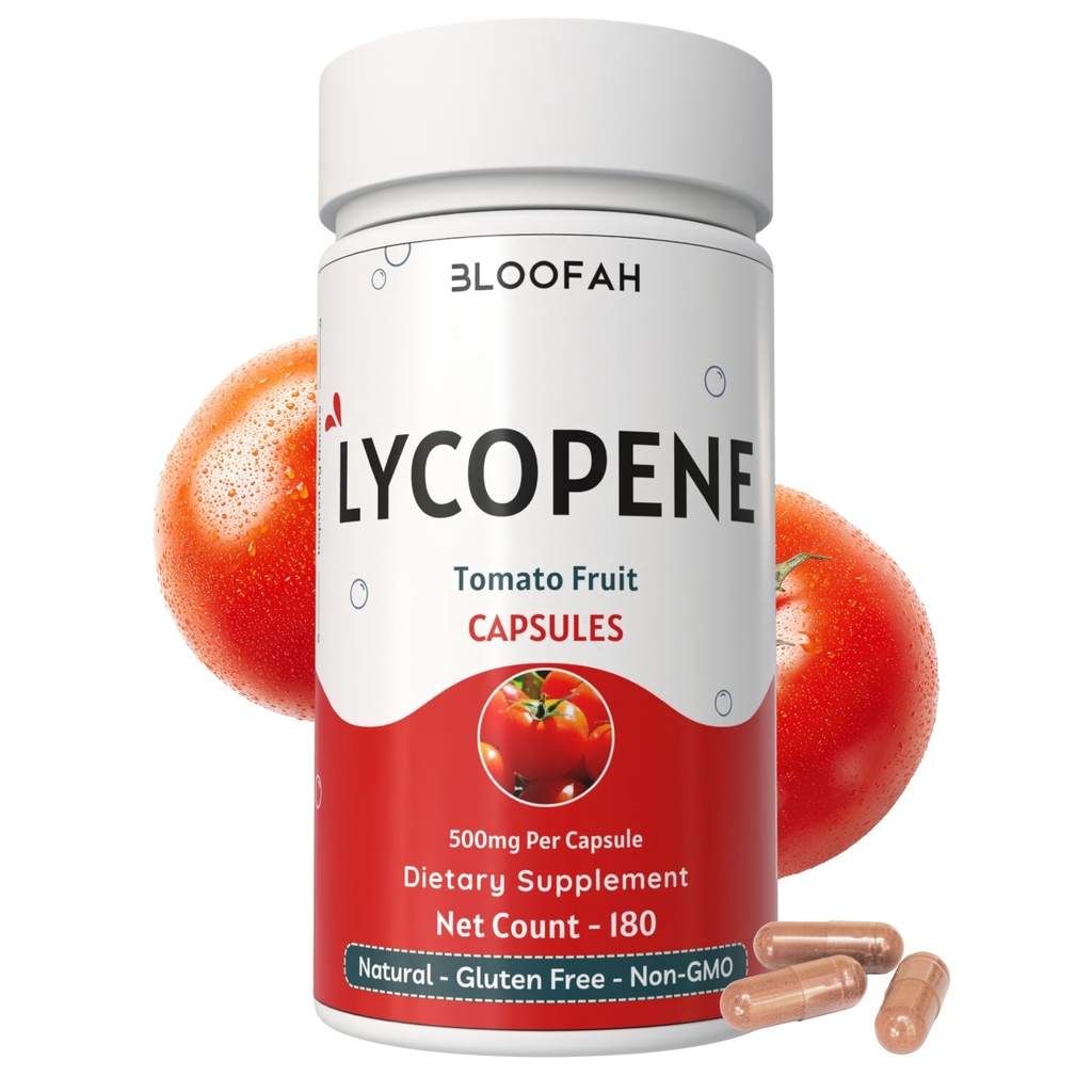Paradajkový prášok Kapsule 500mg - 180 Počet (Lycopene) Natural Carotenoid Supplement for Health and Wellness Support