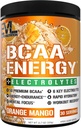 EVL BCAA Aminokyseliny Powder - BCAA Energy Pre cvičenie Powder for Muscle Recovery Lean Growth and Endurance - Rehydrating Post Workout Recovery Nápoj so 6 Key Electrolytes - Orange Mango