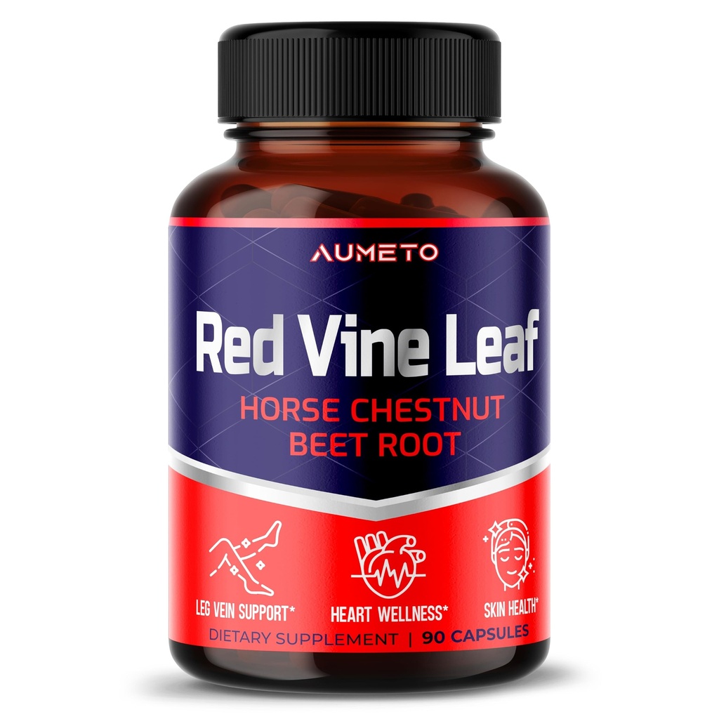 Red Vine Leaf Supplement with Horse Chestnut, cvikla, zázvor - Prírodná podpora pre Vein silu a obehové wellness- vyrobené v USA (90 Počet (Pack of 1))
