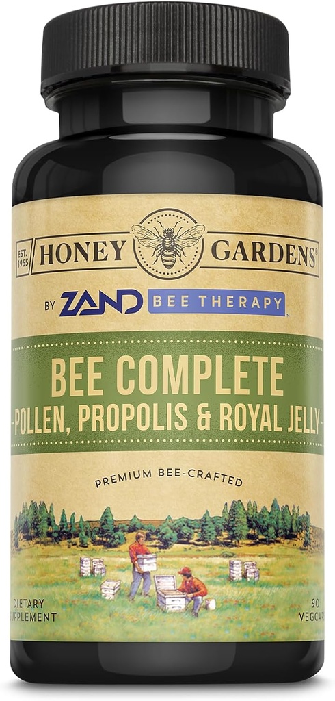 Honey Gardens Bee Pollen Royal Jelly and Propolis Capsulas, 90 Count