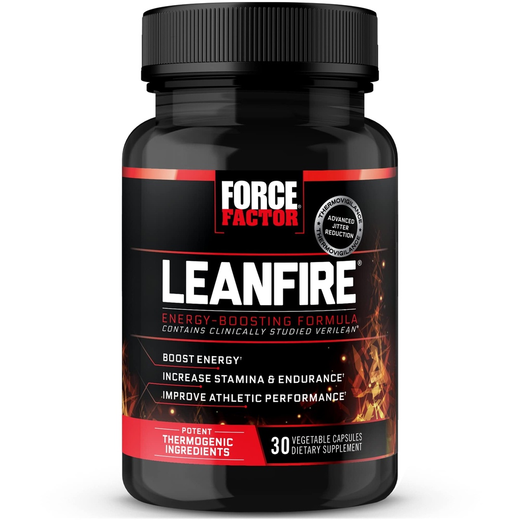 Force Factor LeanFire pre cvičenie energetické pilulky s extraktom zo zeleného čaju a kofeínu na zvýšenie energie, Build Lean Muscle, čierna, 30 počet (Pack of 1), balíček máj Vary