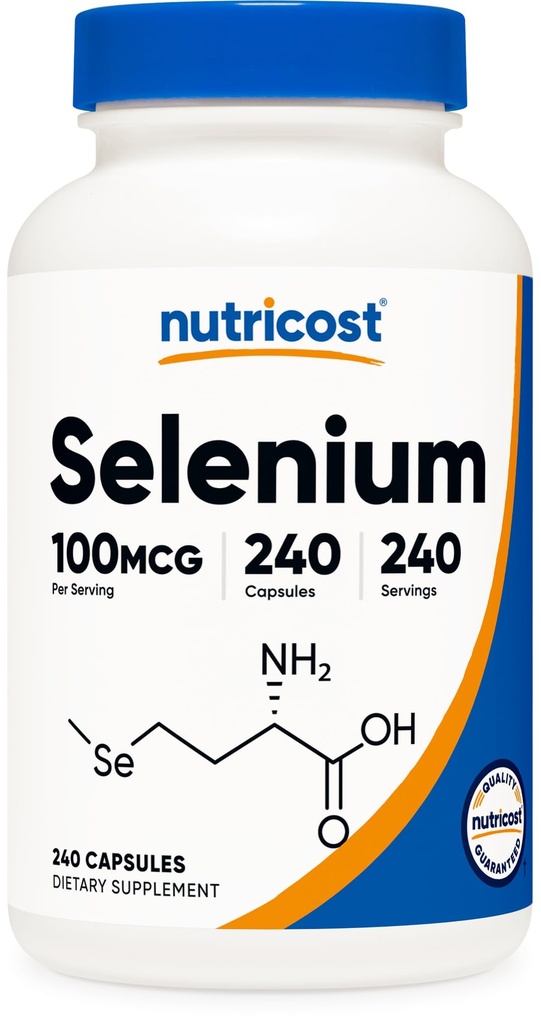Nutricost Selénium Supplement 100mcg, 240 Kapsule, Vegetarián, Gluten Free & Non-GMO