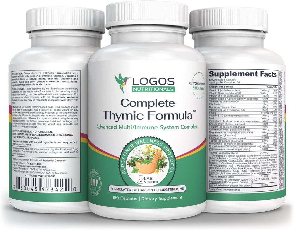 Kompletné Thymic FormulaTM, komplexné multivitamínové a multiminerálne s Thymus Glandular Extracts (180 gróf (pack of 1)