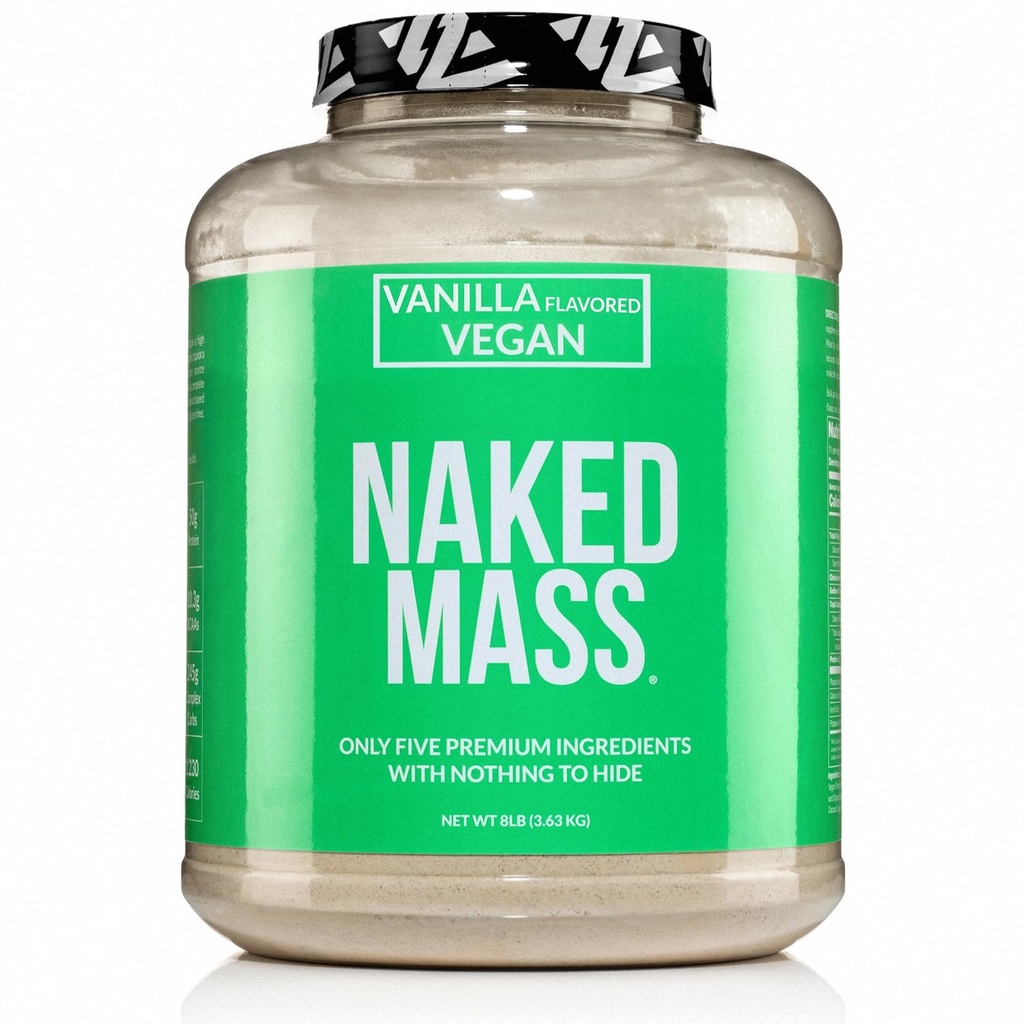 NAKED Vegánska hmotnosť - Vanilla Vegan Váha Gainer - 1,230 kalórií, non-GMO, Soy & Gluten Free, žiadne umelé zložky - 8LB hromadne - 11 porcií
