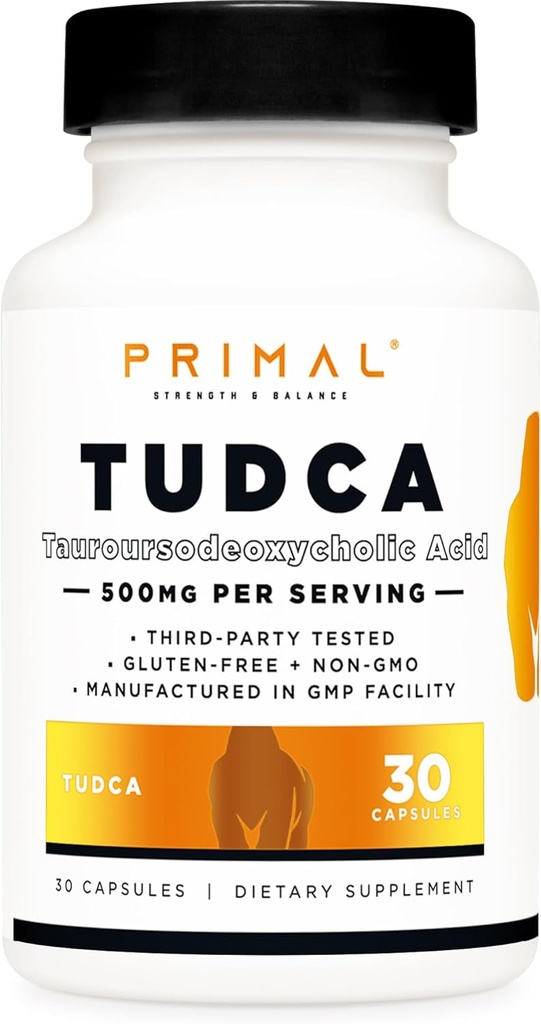 Primal Tudca 500mg 30 Kapsule - Bezlepkové, Non-GMO Tauroursodeoxycholic Acid Supplement