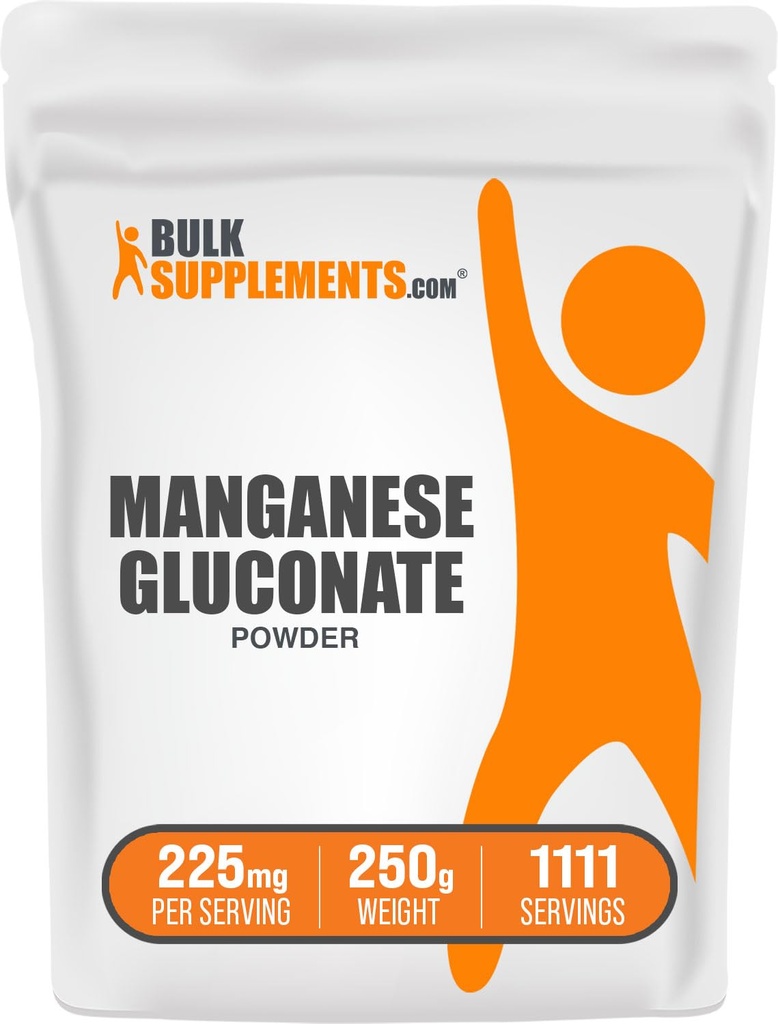 BulkSupplementments.com Mangán Glukonát prášok - Mangán doplnok, Essential Trace Minerál - vysoká absorpcia a lepidlo bez, 225 mg na porciu, 250g (8,8 oz) (Pack of 1)