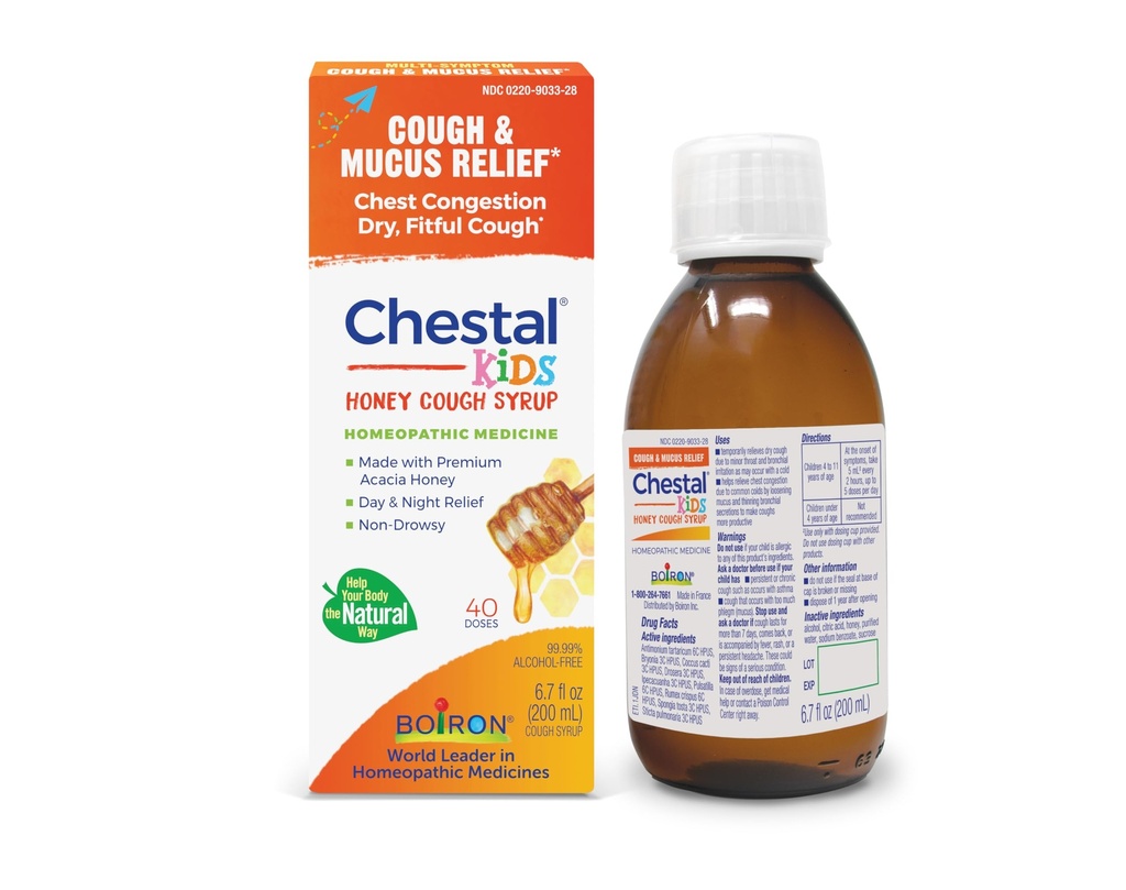 Boiron Chestal Honey Children Cough Sirup for Nasal and Chest Congestion, Runny Nose, and Sore Throat Relief - 6,7 Fl oz