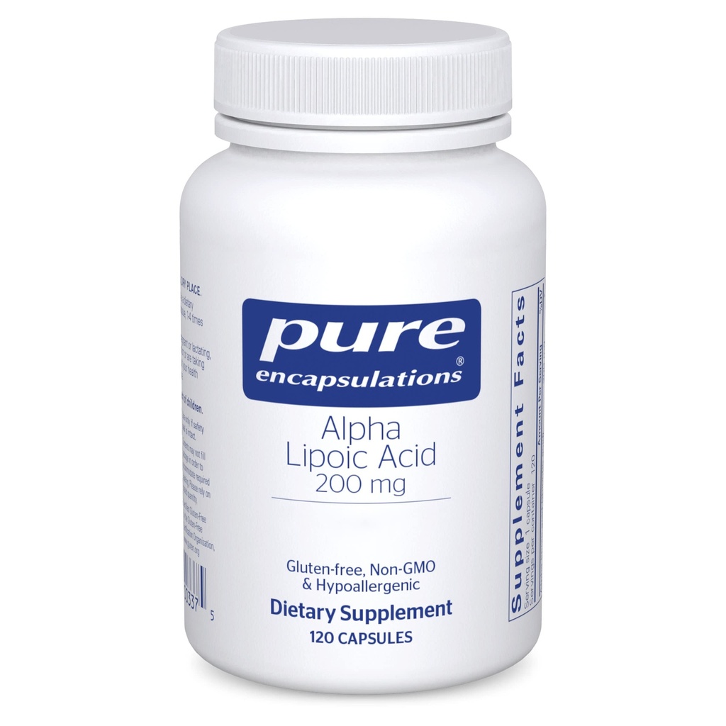 Pure Encapsulations Alpha Kyselina lipoová 200 mg - 200 mg ALA - Podpora pre pečeň a antioxidant* - pre Nerve Health & Carb Metabolizmus - Vegan & Non- GMO doplnok - 120 kapsúl