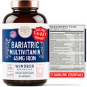 Bariatrický multivitamín so železom - 45 mg železa Ľahko sa prehltne, jeden denne Bariatrické vitamíny pre ženy a mužov - Žalúdočný bypass, Obnova žalúdočného lejaku Vitamínové multivitamíny - 30 Caps