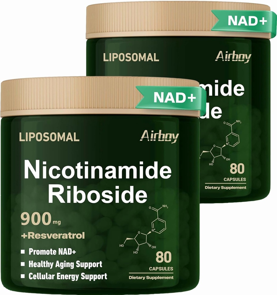 Airboy Lipozomal Nikotínamid Riboside 900 mg, NAD Supplement with Resveratrol,NMN Alternative NAD Booster Support Anti-Aging, Energy, Focus - 80 Kapsulex 2 Balenie