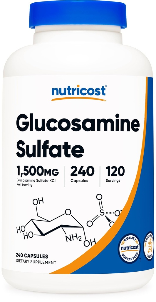 Nutricost Glucosamine Sulfate 1500mg, 240 Kapsule - 750mg per Capsule, Gluten Free, Non-GMO