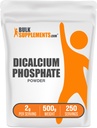 BulkSupplements.com Dikalciumfosfát prášok - Vápnik doplnok, DCP doplnok - Neochutené a bez lepidla, 2g na obsluhu, 500g (1,1 lbs) (Pack of 1)