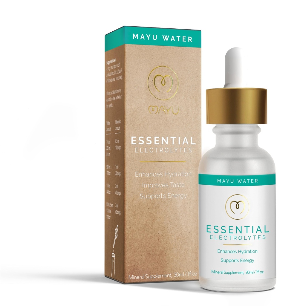 MAYU Electrolyte kvapky vody - rýchla absorpcia Minerálne kvapky na pitnú vodu, hydratácia Esenciálne minerály Mix - 100% Pure Natural Minerals, Dehydration Solution, Cucur Free Electrolytes - 30 ml (1)