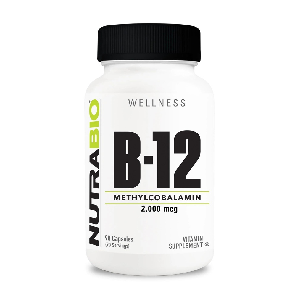 NutraBio metyl B-12 vitamín doplnok, 2000mcg