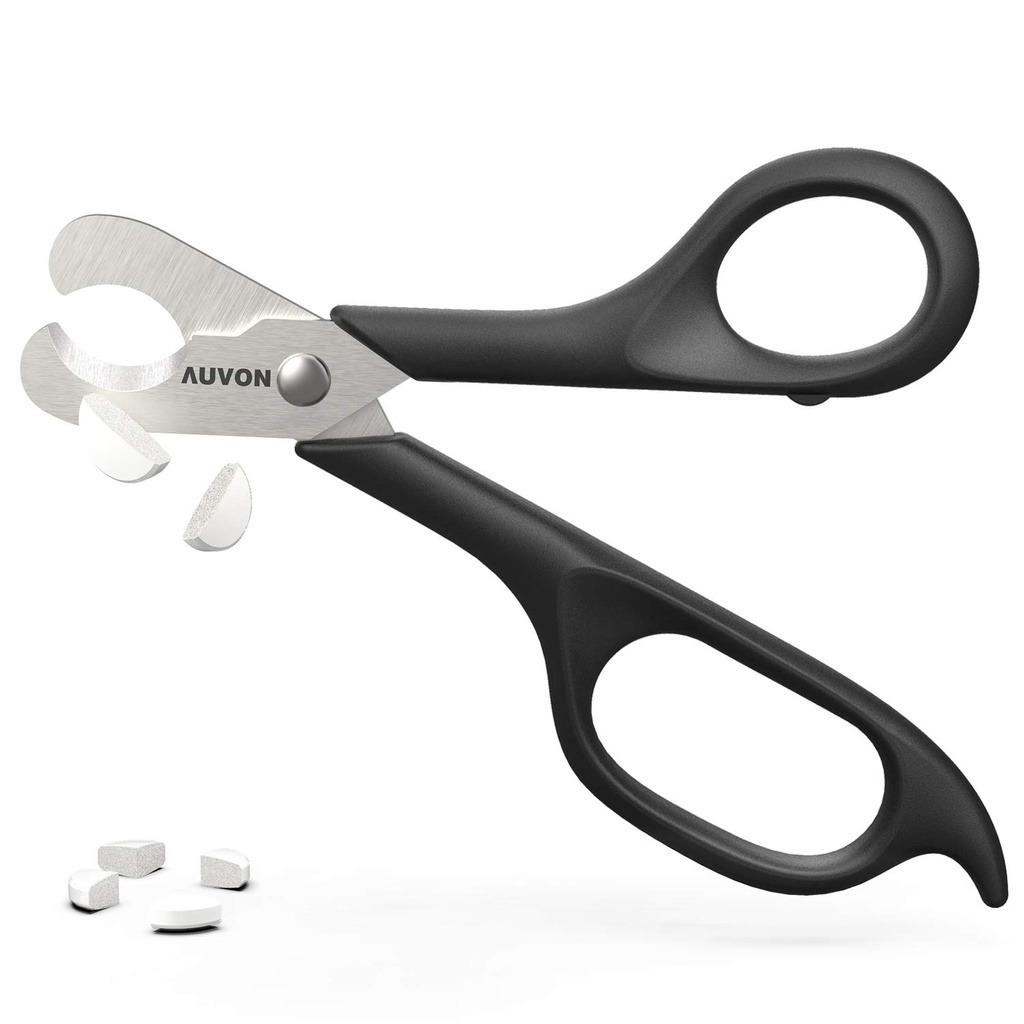 AUVON Nožnice-Shaped Pill Cutter, Sharp Blade Pill Splitter pre Ľahko deliace najviac 5-15 mm vitamíny, tablety a lieky na polovicu