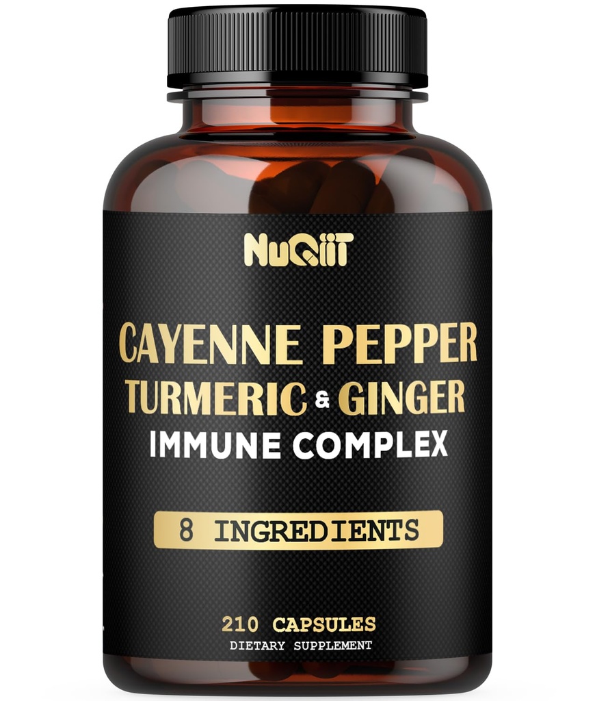 210 Pilulky - Cayenne Pepper Capsules Organic with Turmeric, Ginger, Immune Support Complex as Elderberry, Echinacea, Cesnaková cibuľa - Trávenie, zdravie srdca a starostlivosť o telo