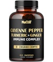 210 Pilulky - Cayenne Pepper Capsules Organic with Turmeric, Ginger, Immune Support Complex as Elderberry, Echinacea, Cesnaková cibuľa - Trávenie, zdravie srdca a starostlivosť o telo