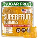 Joyli Superfruit Gummies - Bezcukrové ovocie Multivitamínové Gummy pre dospelých - Prírodné Gumové vitamíny pre ženy a mužov s Goji, bazami, vitamínmi A, C, D a E - podporuje imunitu, zažívanie a energiu