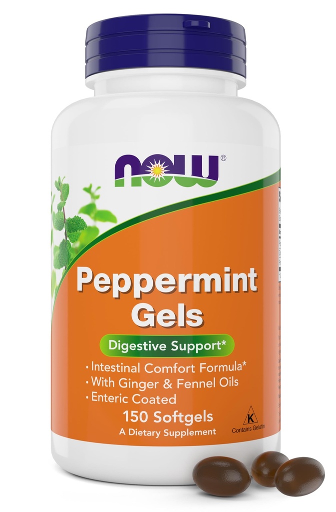 Teraz Peppermint gély s zázvorovým olejom a feniklom olej, 150 Softgels, Enteric potiahnuté