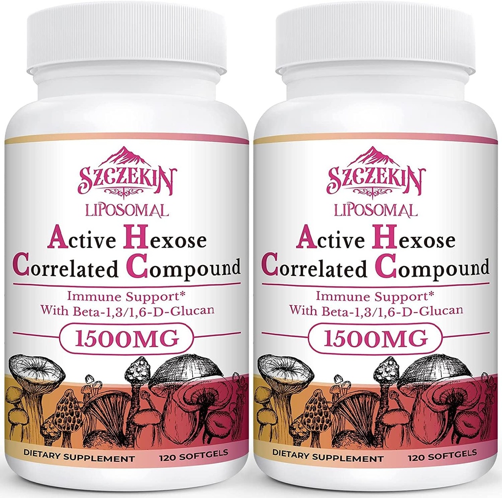 1500mg Lipozomal Active Hexose Correlated Supplement,240 Soft Gels Beta-Glucans with Natural Mushrom Extract, Immune System, Liver Function, Maintain T-Cell & Killer Cell Activity