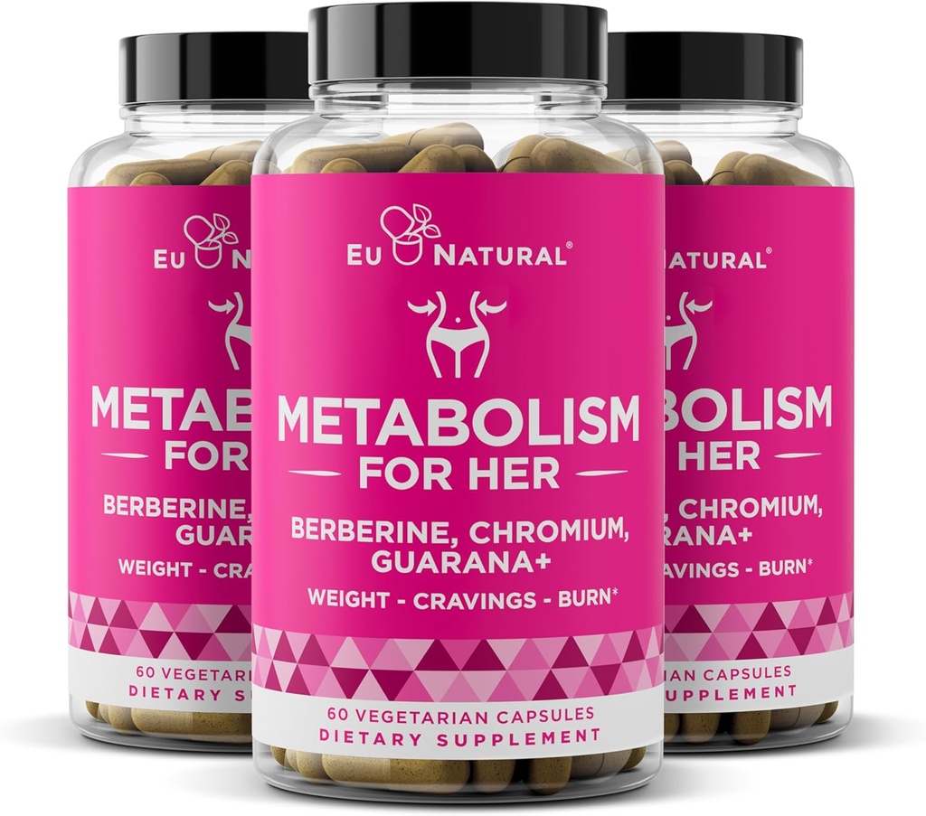 Metabolizmus pre jej 3-balenie Bundle - Chudnutie pilulky pre ženy - chuť k jedlu potláča, spaľovač tukov, metabolizmus Booster - Bojové hladovanie a schudnúť Belly tuk - Berberine, chróm Picolinate & Guarana