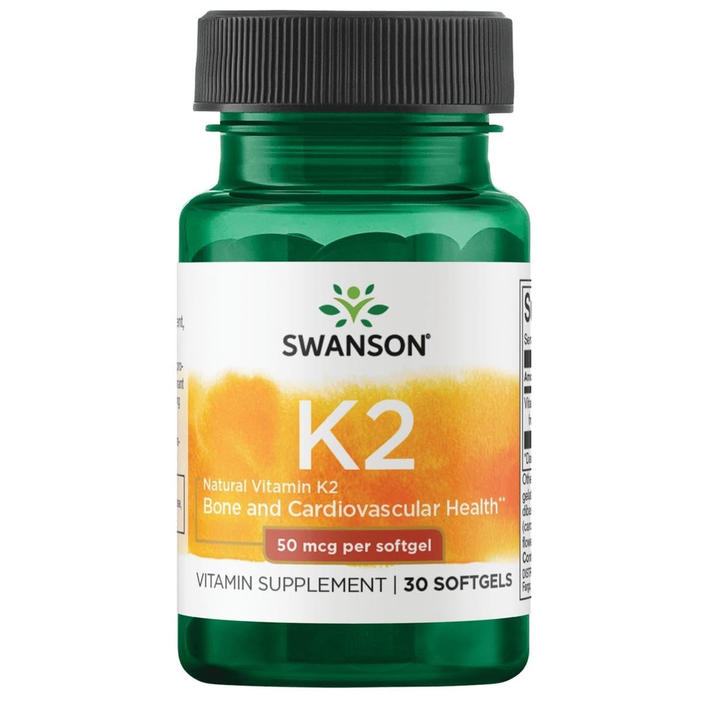 Swanson Natural Vitamin K2 (Menachinón-7 od Natto) 50 μg 30 Sgels (1 balenie)