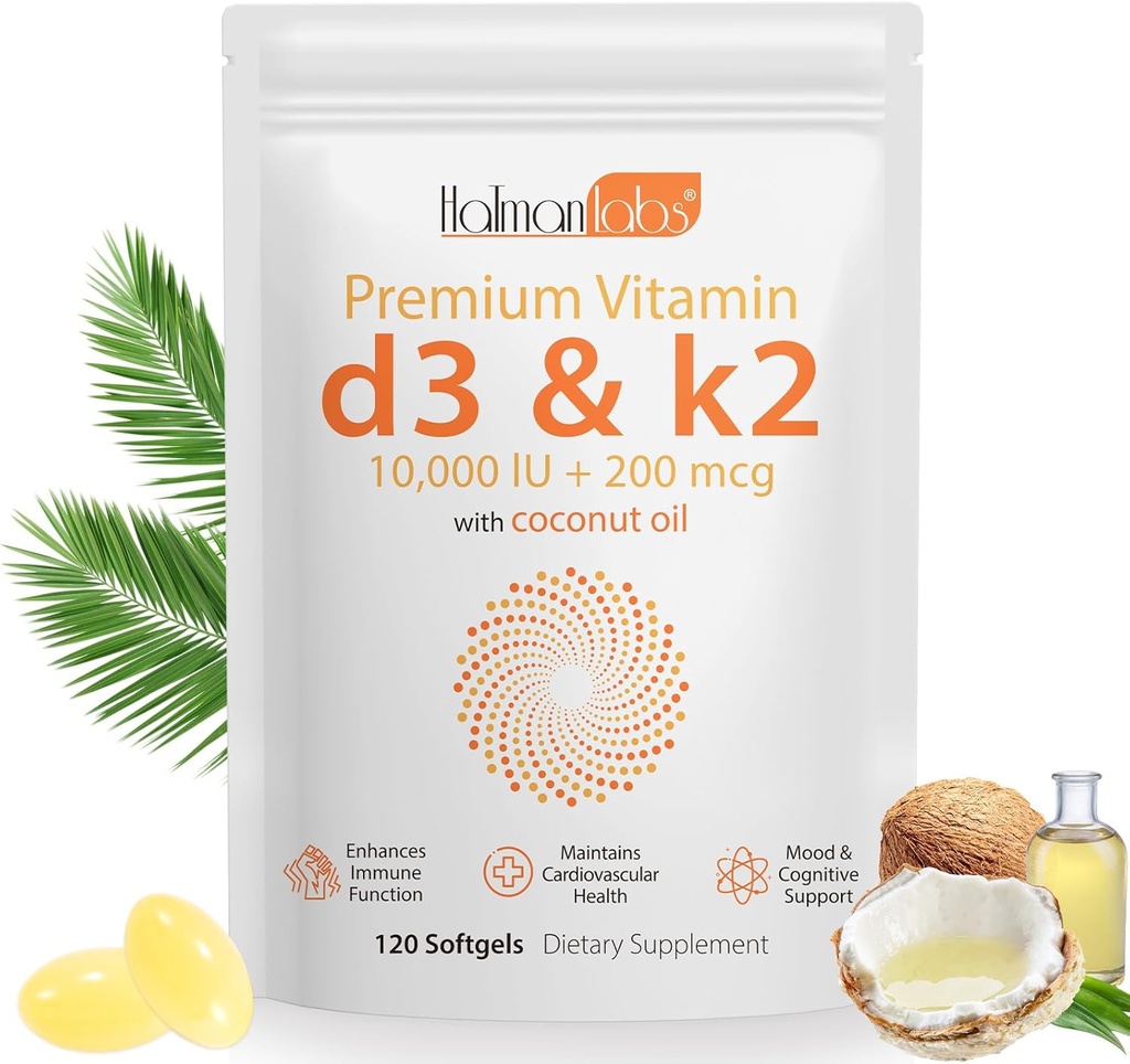 Vitamín D3 K2 Supplement Softgel, Vitamín D3 K2 Softgel s 10000 IU podporuje Immune, srdce, zuby a kosti zdravie, bez GMO, lepku, sóje