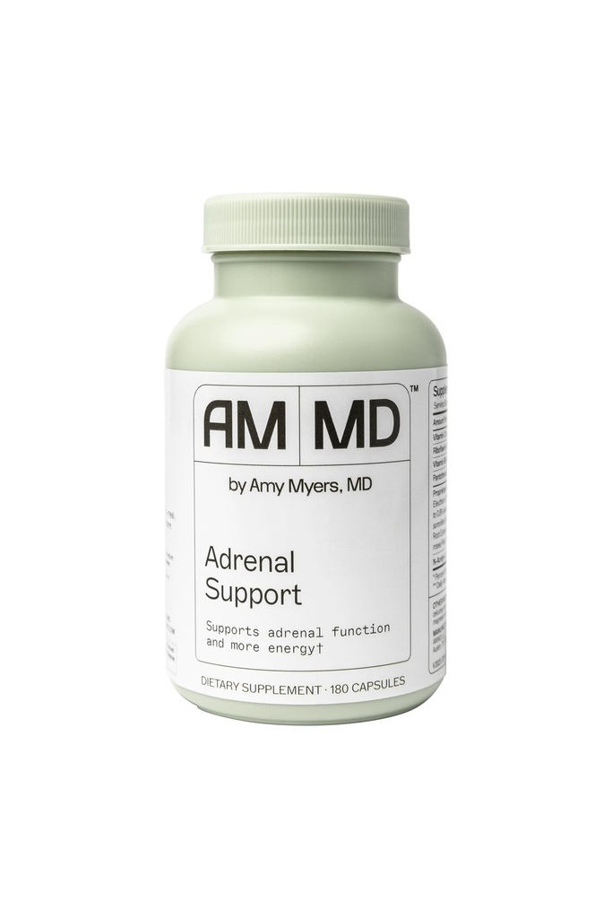 Amy Myers MD Adrenal Support - Adaptogenic Herb Supplement with Ashwagandha, Riboflavin, Vitamín B6 a viac - Gluten-free, Non-Dairy & Non-Soy - 180 Kapsule