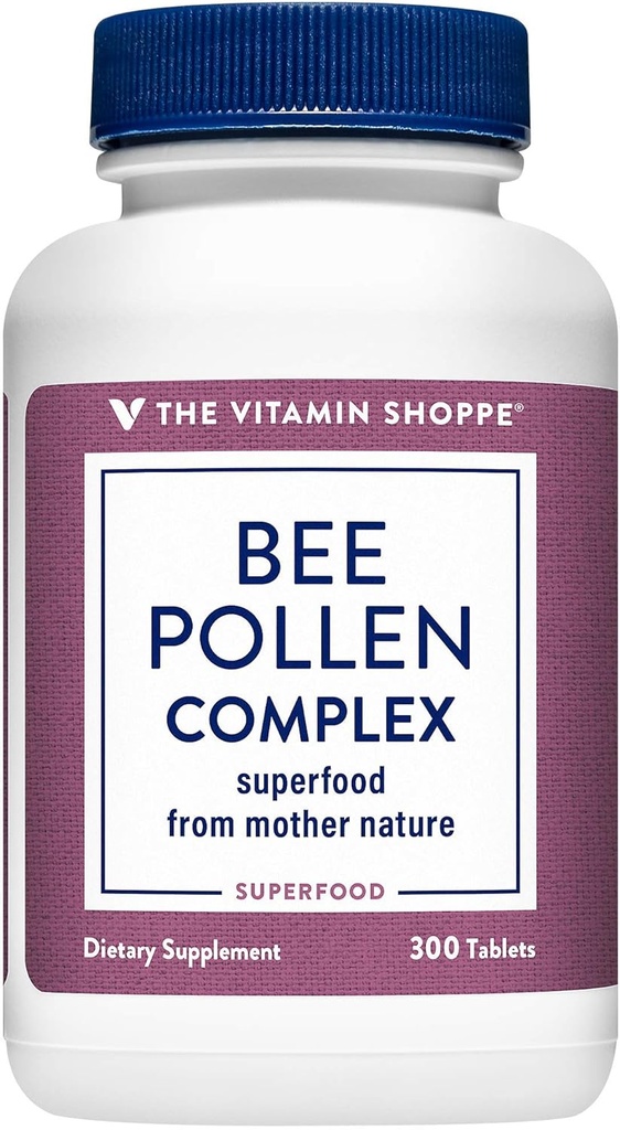 Vitamín Shoppe Bee Pollen Complex 1000MG, Superfood with Bee Propolis and Royal Jelly, Seasonal Immune System Support (300 tabliet)
