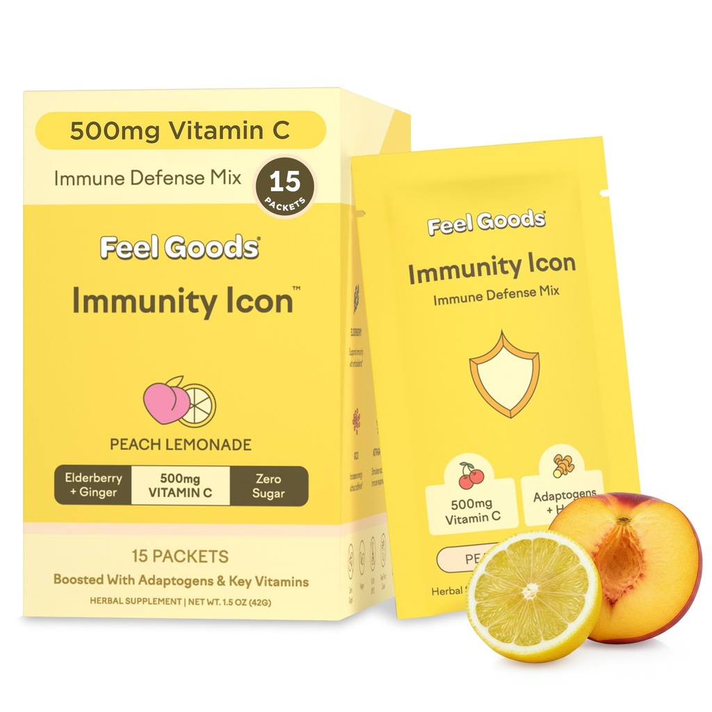 Cítim tovar Imunita Ikona, Zero Cukor, Vitamín C, A, B, D, E & Zinok, Organic Elderberry, Ashwagandha, Drink Mix Powder, Vegan, Non GMO, Caffeine & Gluten Free 