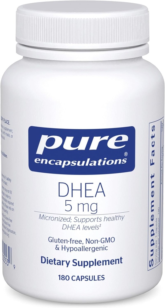 Pure Encapsulations DHEA 5 mg - Imunitná podpora a hormonálna rovnováha* - Mikronizovaná DHEA - Gluten Free & Vegan - 180 kapsúl