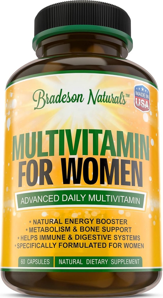 Ženský multivitamínový doplnok. Vitamíny A C D a vitamín B komplex. Imunitná a ženská podpora + Antioxidant & Natural Energizers. Non-GMO, Gluten Free, Made in the USA,60 Caps