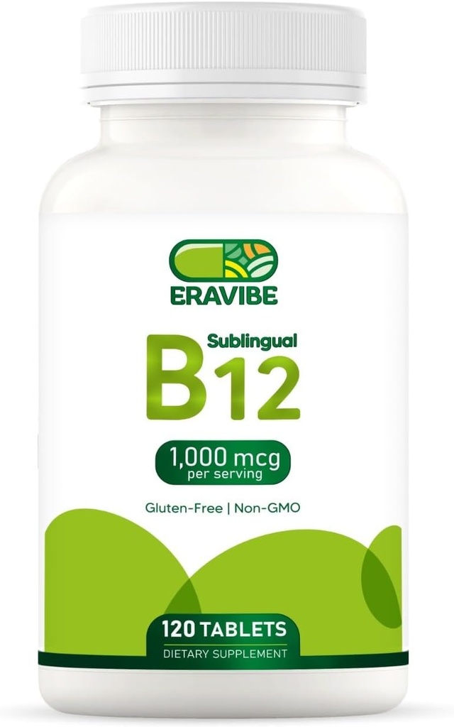 Vitamín B12 1000 mcg, 120 tabliet, prírodná Cherry chuť, bezlepkové, non-GMO, bez cukru, rýchlo rozpustiť