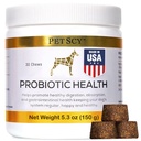 PetScy - Probiotické žuvačky pre psy, Probiotiká pre psy všetkých vekových kategórií, Veľkosti a plemená s prebiotické Fiber a Pure Omega-3 