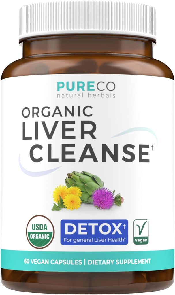 Organické čistenie pečene Detox a oprava (Vegan, Non-GMO) Mlieko Drievkový extrakt (80% Silymarin), Púpava Root, Artičok Leaf, Žltá Dock - Pečeň Zdravie podpora doplnok - 60 Kapsule (Žiadne tablety)