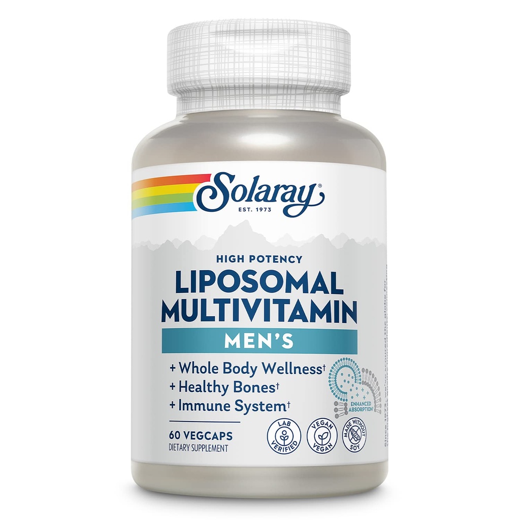 SOLARAY Lipozomálny multivitamín pre mužov, zvýšená absorpcia imunitného systému, podpora energie a kostí, Muži Daily Multivitamín, BCAA