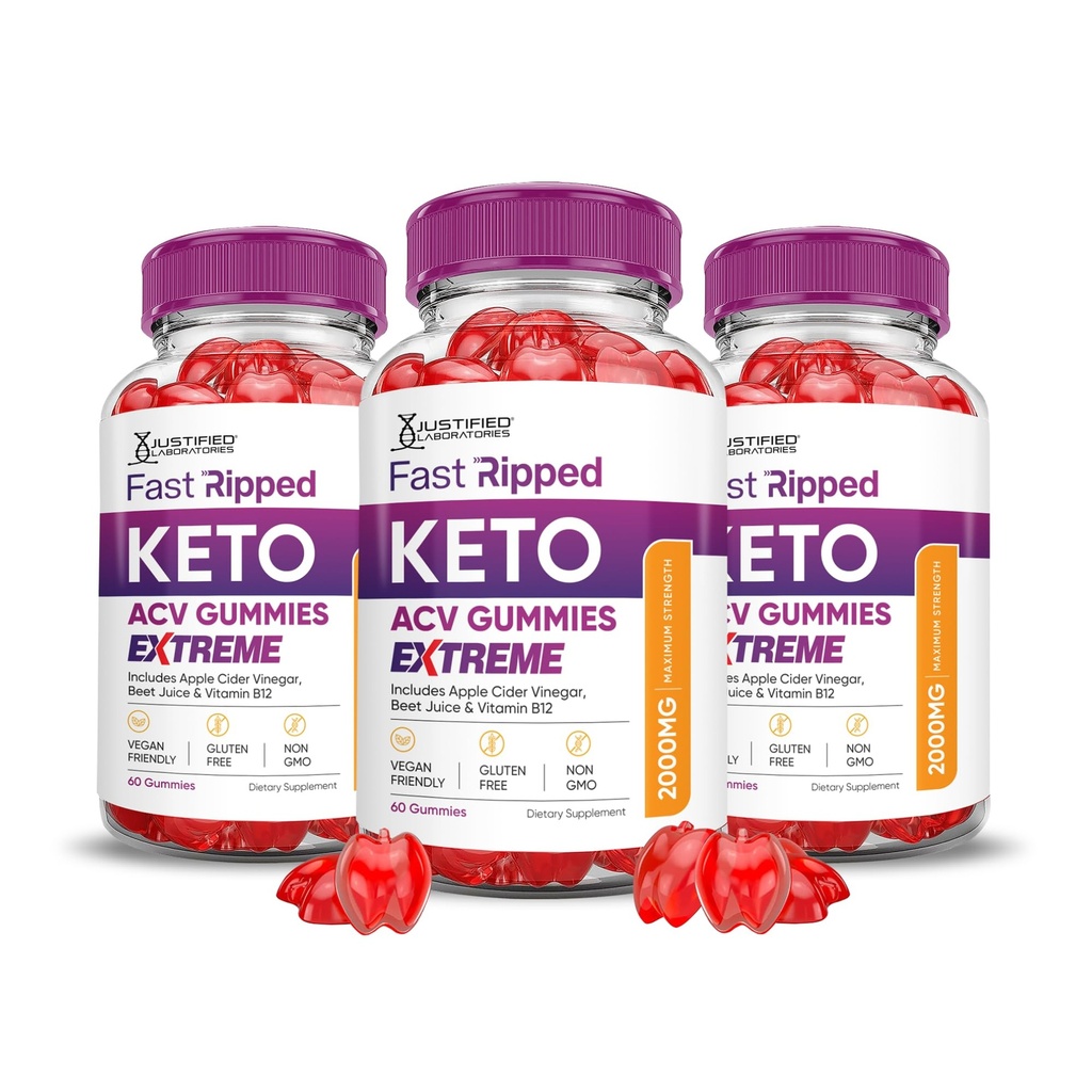 Justified Laboratories (3 balenia Fast Ripped Keto ACV Gummies Extreme 2000MG Fast Ripped Keto Gummies Apple Cider Ocogar Formulated with Pomegranate Beet Juice Powder B12 Vegan Non GMO 180 Gummy