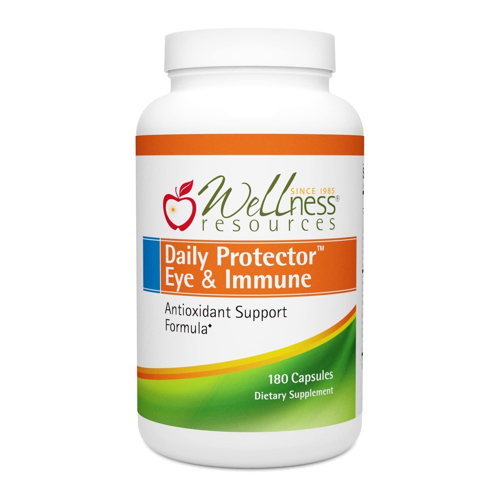 Wellness Resources Daily Protector Eye & Immune - lutein, Lycopene, Zeaxantin, Cryptoxantin, Čučoriedka a viac pre Oko, Immune a zdravie kože (180 kapsúl)