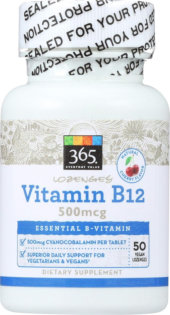 365 by Whole Foods Market, Vitamín B12 500mcg Lozenges, Cherry Flavor, 50 ot