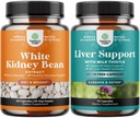 Bundle of Natural White Kidney Bean Extract - Tráviace zdravie Dietary Fiber and Workout Supplement and Pečeň Čistenie a detoxikácia a opravy Formula - Bylinné pečeň podpora doplnok s mliekom bodliak