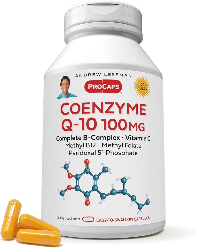 ANDREW LESSMAN Coenzyme Q-10 100 mg 30 Capsules - Essential for Energy Production and Optimum Key Organ Function, Anti-Oxidant Support, Depleted by Aging, Plus B-Complex. Easy to Swallow Capsules