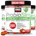 Force Factor ProbioSlim Keto ACV Gummies, Organic Apple Cider Vinagar Gummies s LactoSpore Probiotiká a prebiotiká na podporu trávenia, Metabolizmus, & Immune Health, 1 Net Carb, Apple Flavor, 360ct
